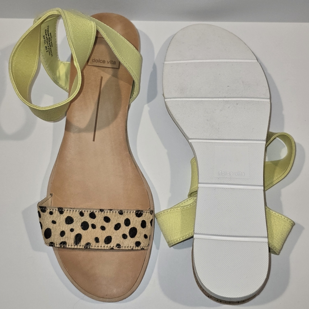 Dolce Vita Yellow and Tan Polka Dot Sandals